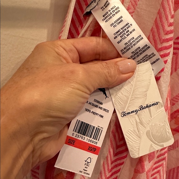 TOMMY BAHAMA Cotton Jaquard Midi Sundress (XS) NWT - Picture 2 of 6